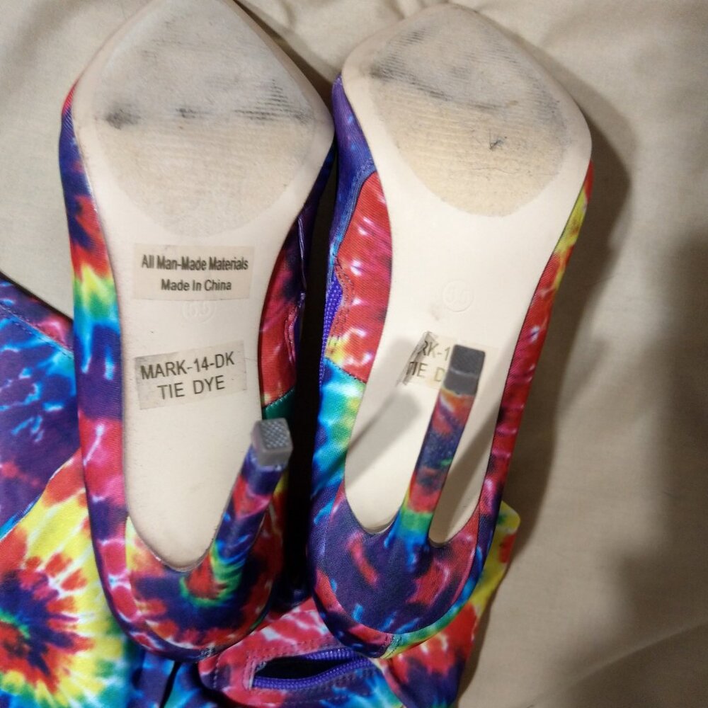 Over the Knee Tie Dye Boots UK size 5.5, Fits more like US 6 Halloween costume